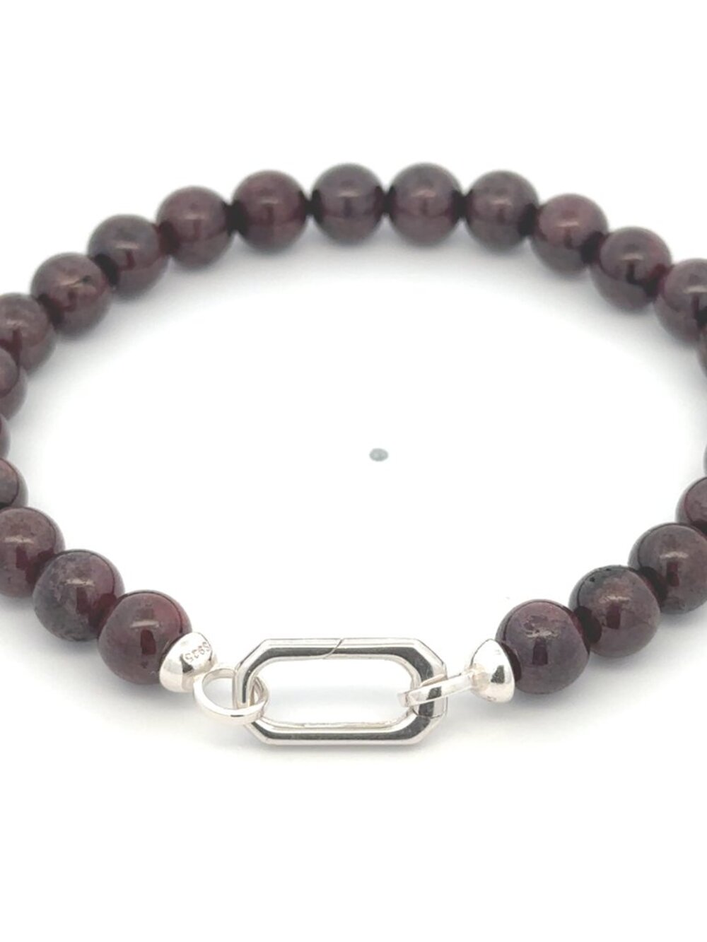 Sterling Silver Modular Gemstone Bracelet Natural Garnet Detachable Gate Clasp